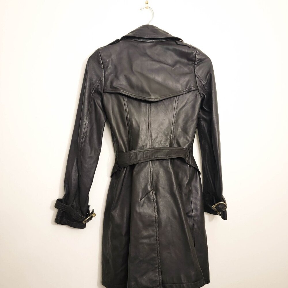 Burberry Belted Leather Trenchcoat in Dark Brown 2 - Picture 6 of 11